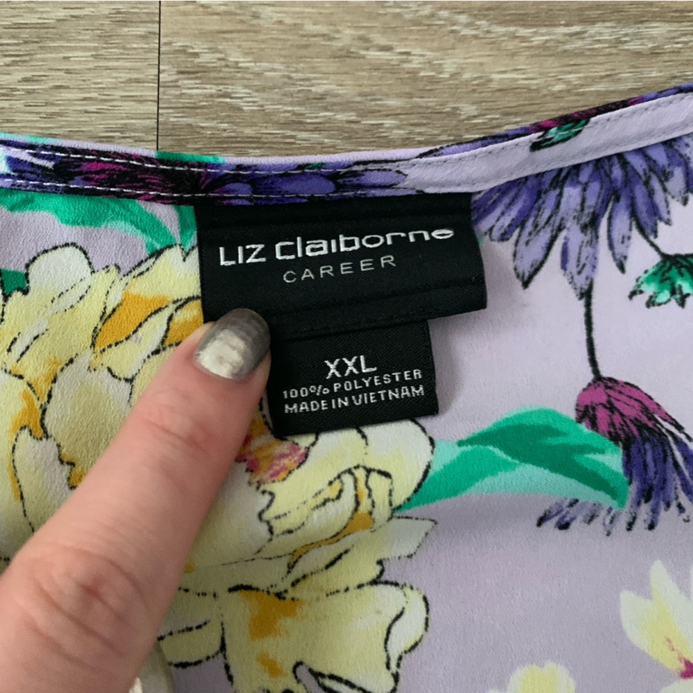 Liz Claiborne Light Purple Floral Blouse Size XXL - Picture 4 of 4